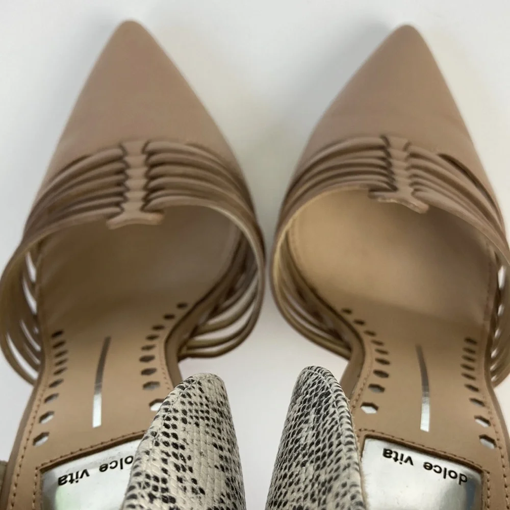 Dolce Vita Tan & Snakeskin Point Toe Stiletto - Picture 8 of 13